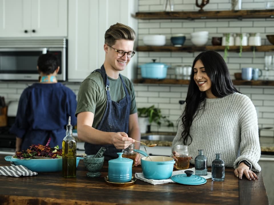 Participants cooking together