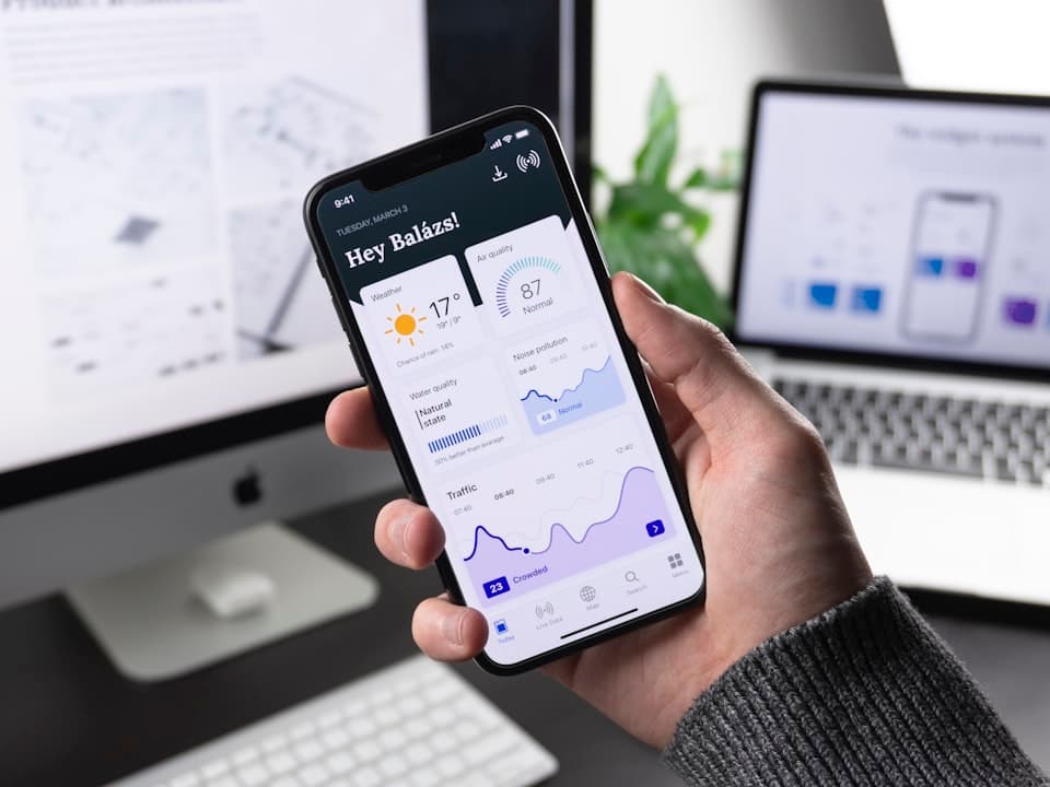 Mobile app screens