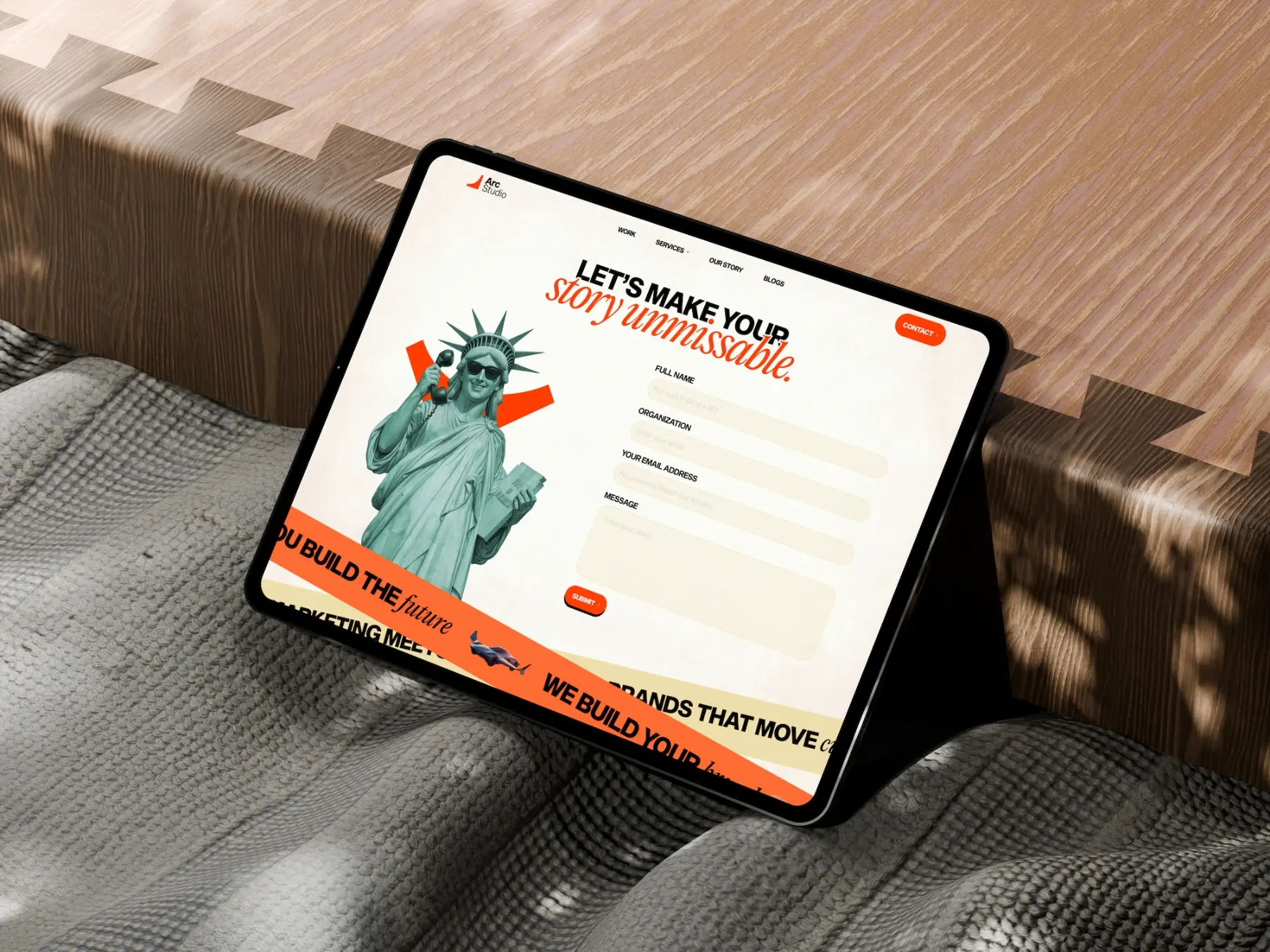 Arc Studio site, showcase mockup