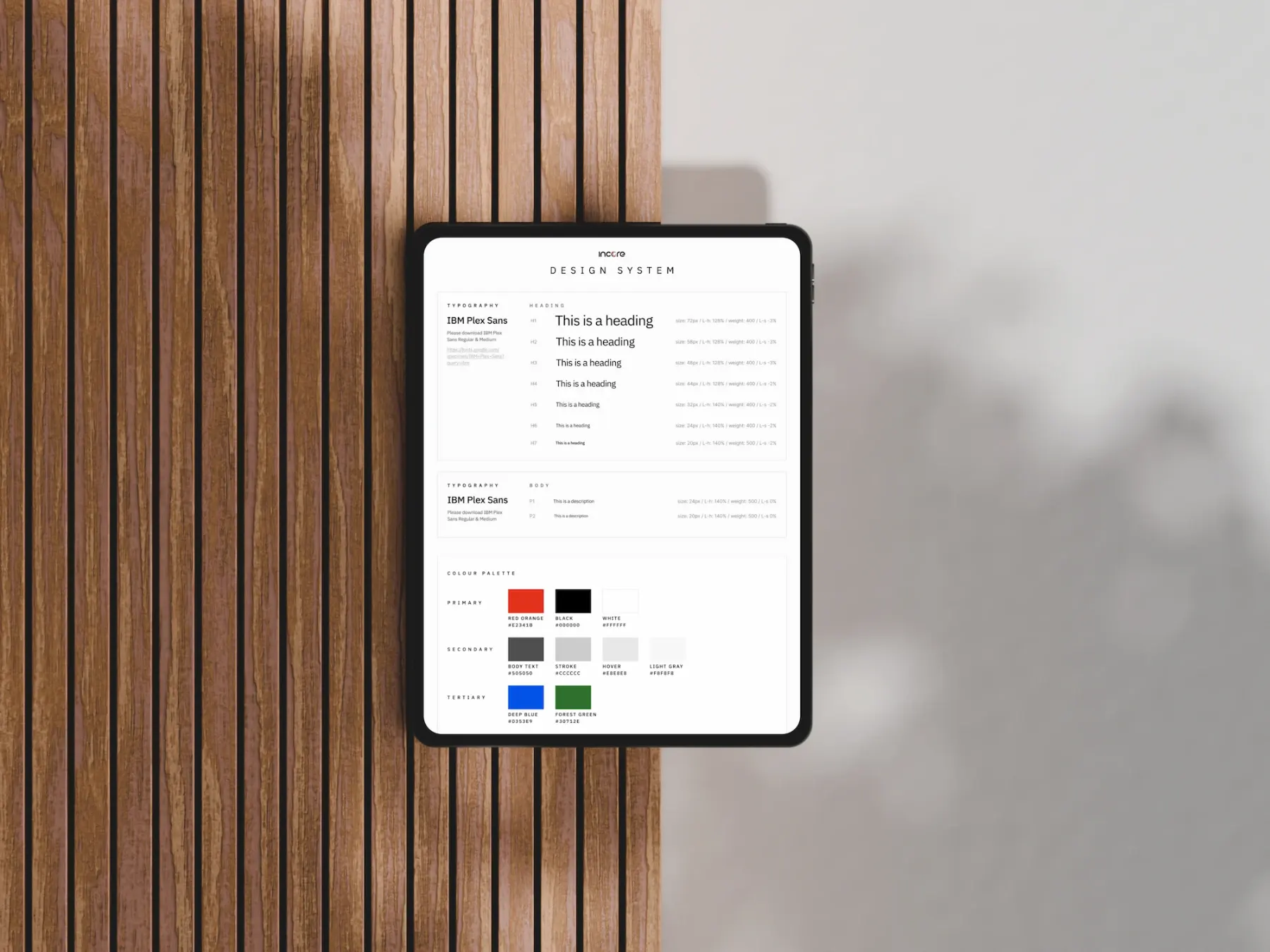 InCore website, design details mockup