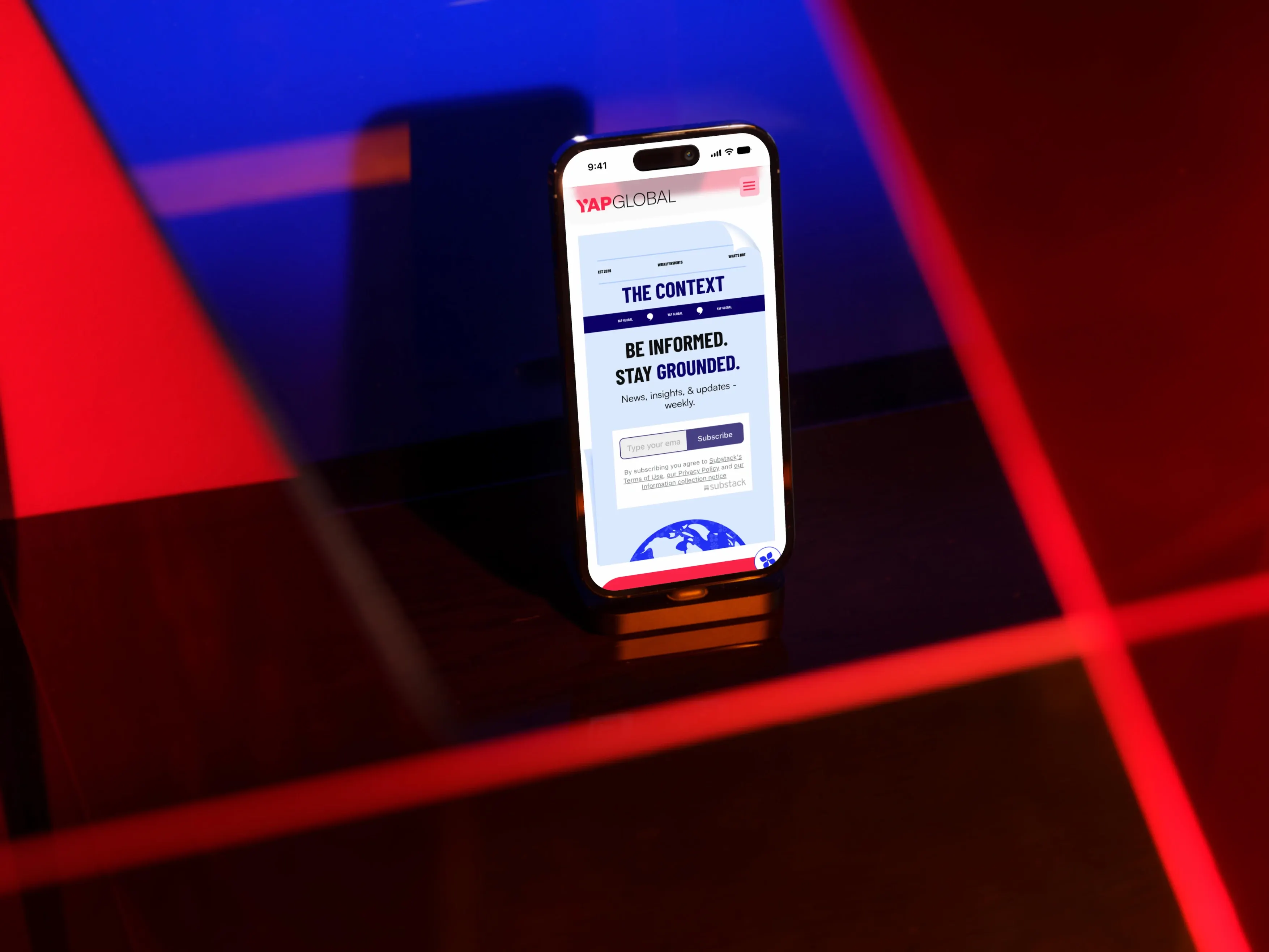 YAP Global website, tablet mockup, showcase