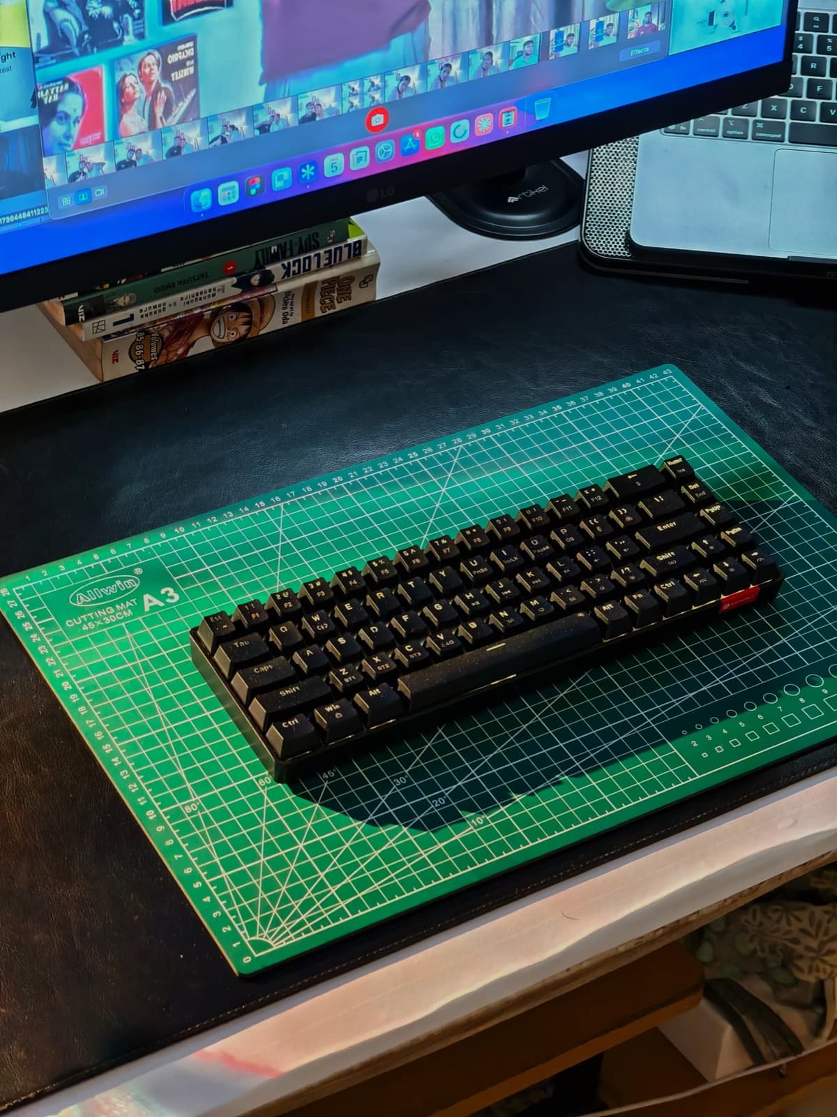 Desk setup with a mechanical keyboard